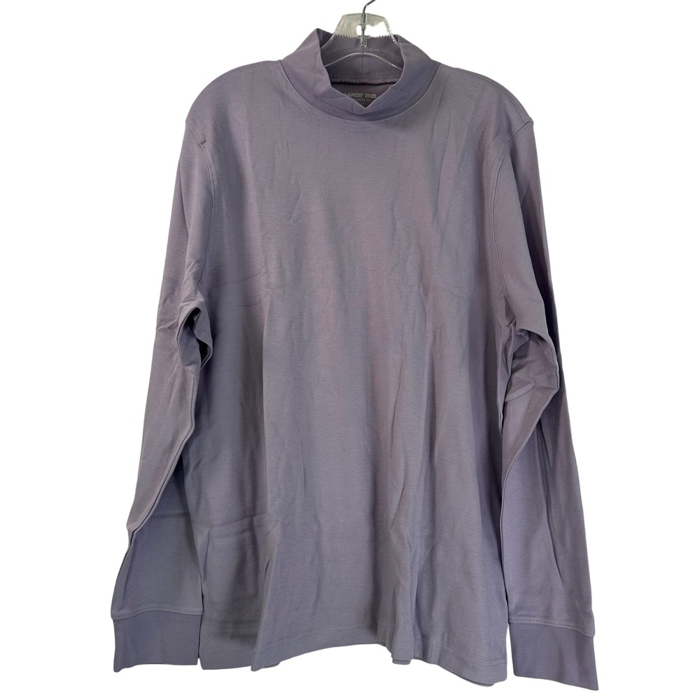 Lands End Wisteria Purple Relaxed Fit Mock Neck Long Sleeve Top XL Tall